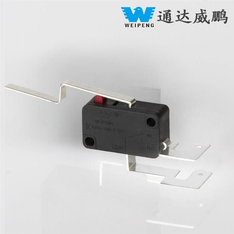 Microinterruptor resistente a altas temperaturas para electrodomésticos de alta potencia con palanca larga de 2 pines y 16A