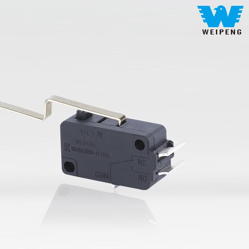 Microinterruptor resistente a altas temperaturas y alta potencia para electrodomésticos de palanca larga de 3 pines y 16A