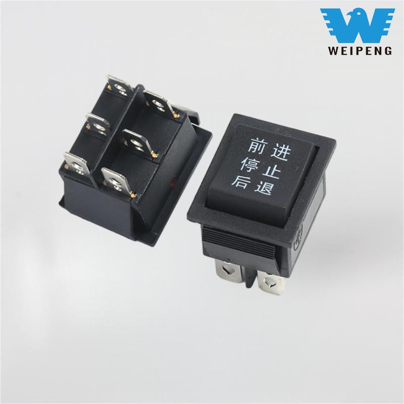Interruptor basculante KCD4 negro 31*25mm 6 pines 3 posiciones 16A 250V