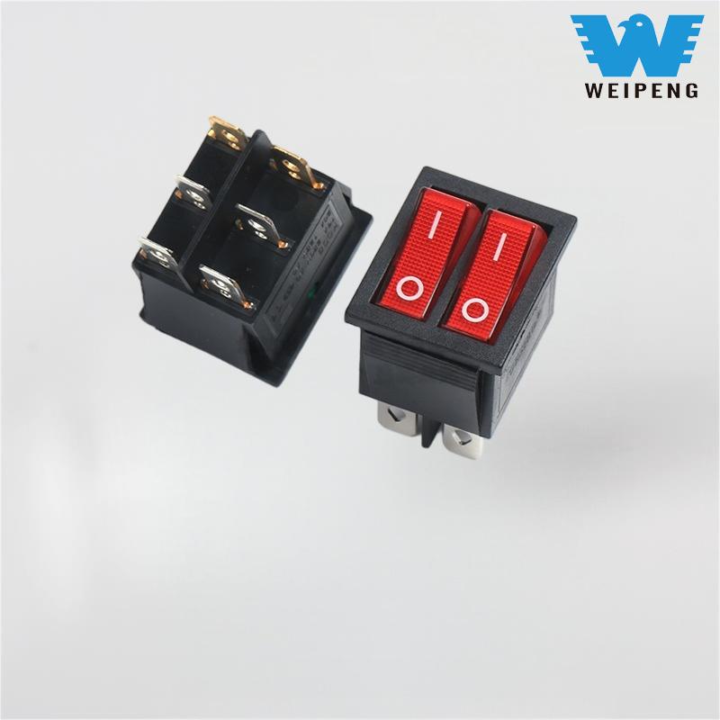 KCD4 Interruptor basculante doble rojo con luz