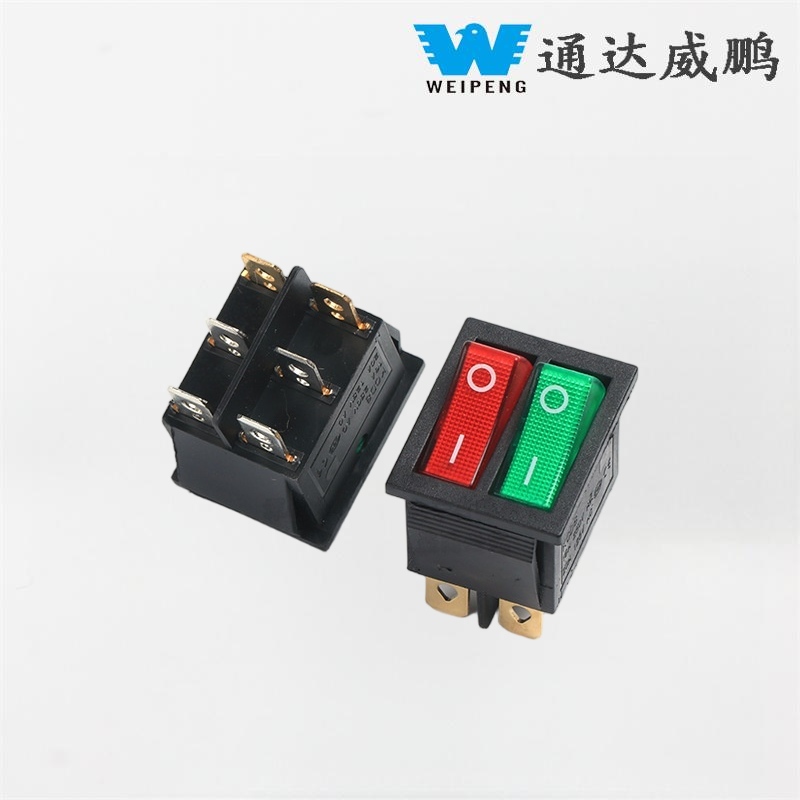 Kcd4 interruptor de barco basculante doble de 6 pines con luces rojas y verdes