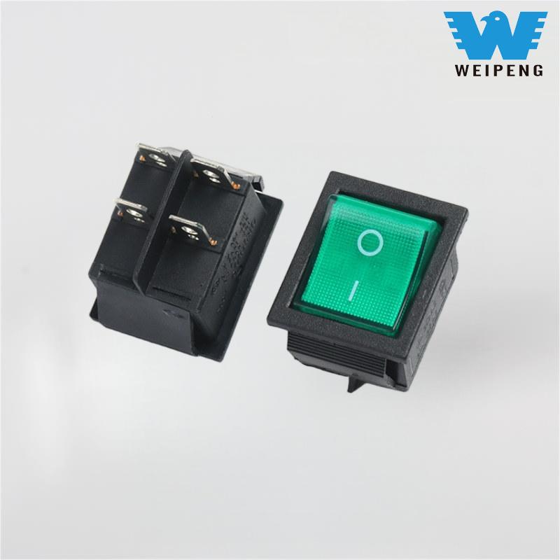 Interruptor basculante Kcd4 de 2 posiciones y cuatro pines con luz